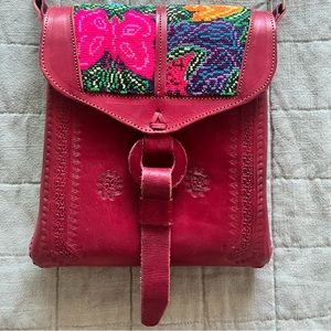 Leather women crossbody handmade
